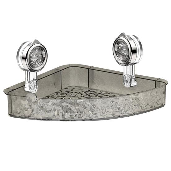 

Угловая полка для хранения в ванной комнате, присоска, водонепроницаемая, противоскользящая, высокий забор без перфорации, прозрачный толстый полый дренажный низ, кухня, стена отеля 2 серый