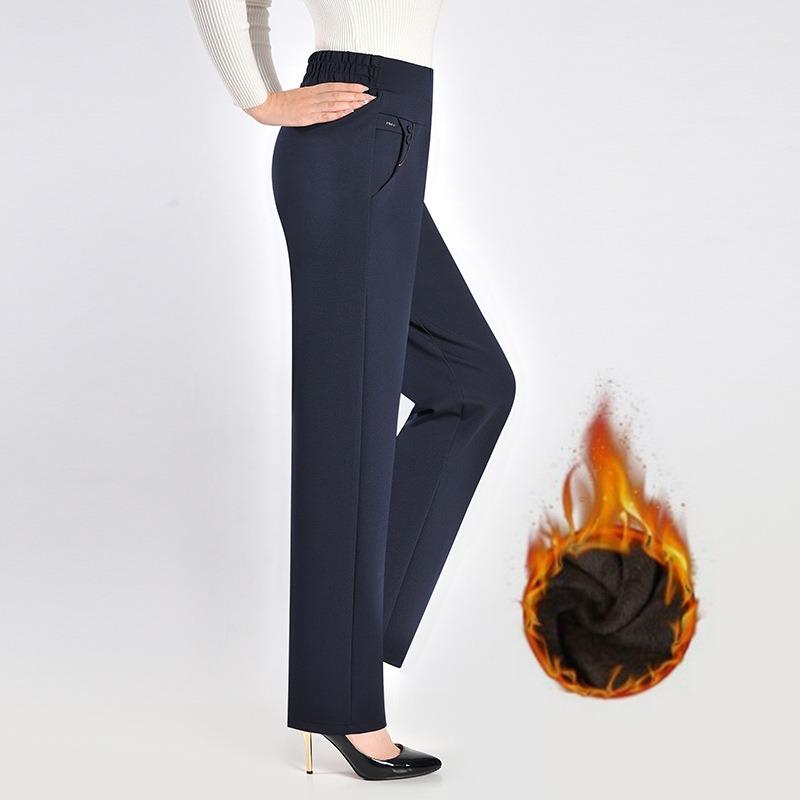 Middle-aged Women's Pants, Mother's Winter Pants, Middle-aged Women's Cotton Pants, Grandma's Straight Trousers, Warm and Velvet To Keep Warm