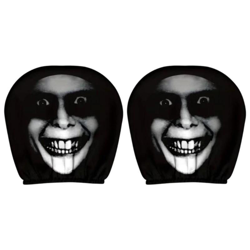 

Halloween Ghostly Design Car Headrest Covers Soft Fabric Protectors For Car Interior Accessories Machine Washable 1 Pair