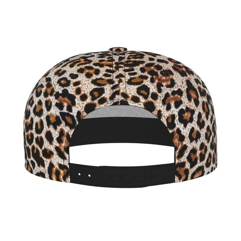 Leopard Print Baseball Cap Men Women Adjustable 3D Printed Snapback Flat Bill Hip Hop Hat Flat Brimmed Hat