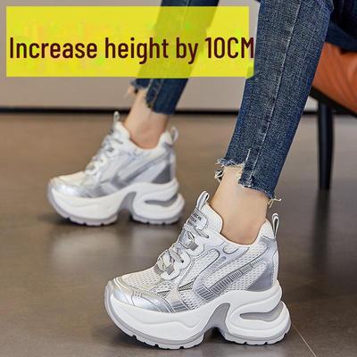 Dámske sieťované tenisky typu "Dad Shoes" so zvýšením výšky o 10 cm - Priedušné, s hrubou podrážkou, ležérne tenisky (A8910)