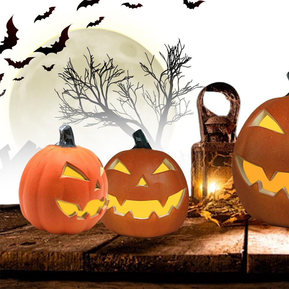 Halloween LED Kürbislaterne Dekoration Kürbislampe Kunststoff Kürbislichter Beleuchteter Kürbis für Halloween Innen-/Außendekorationen