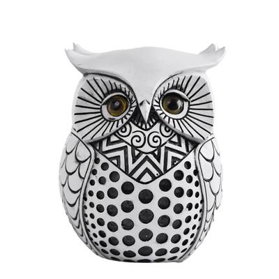 Hyack Owl Figurine, Lucky Charm, Feng Shui, Gold, Gift, Amulet, Ornament (White) [Parallel Import]