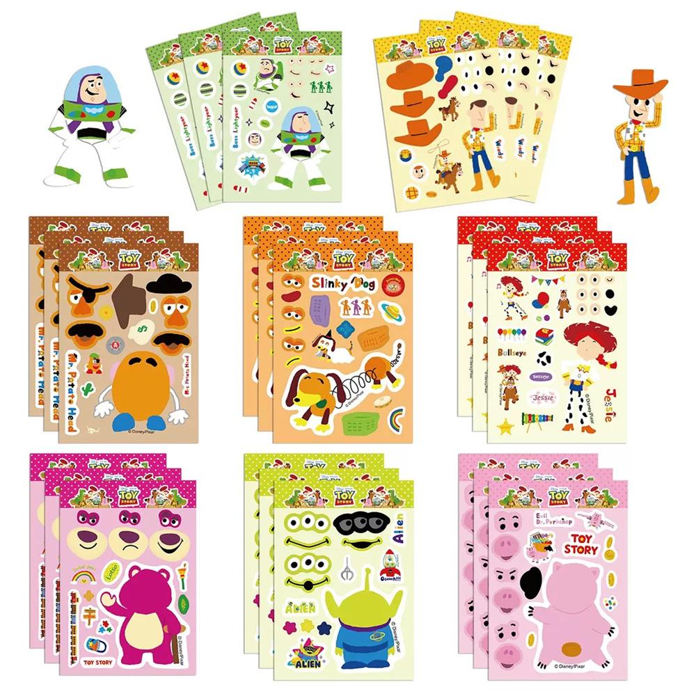 8 PCS Disney Creativity Buzz Light Year Woody Alien Make A Face Puzzle Game Sticker Laptop Skateboard Car Birthday Gift Stickers