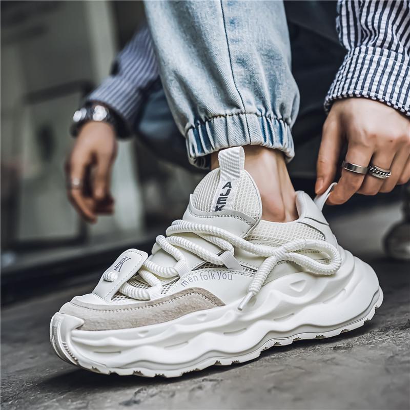 Men's 2024 Trendy Breathable Mesh Sneakers - Casual Sports, Thick Sole, Heightening Dad Shoes