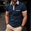 Men's Casual Chest Pocket Short Sleeved T-shirt Polo Shirt