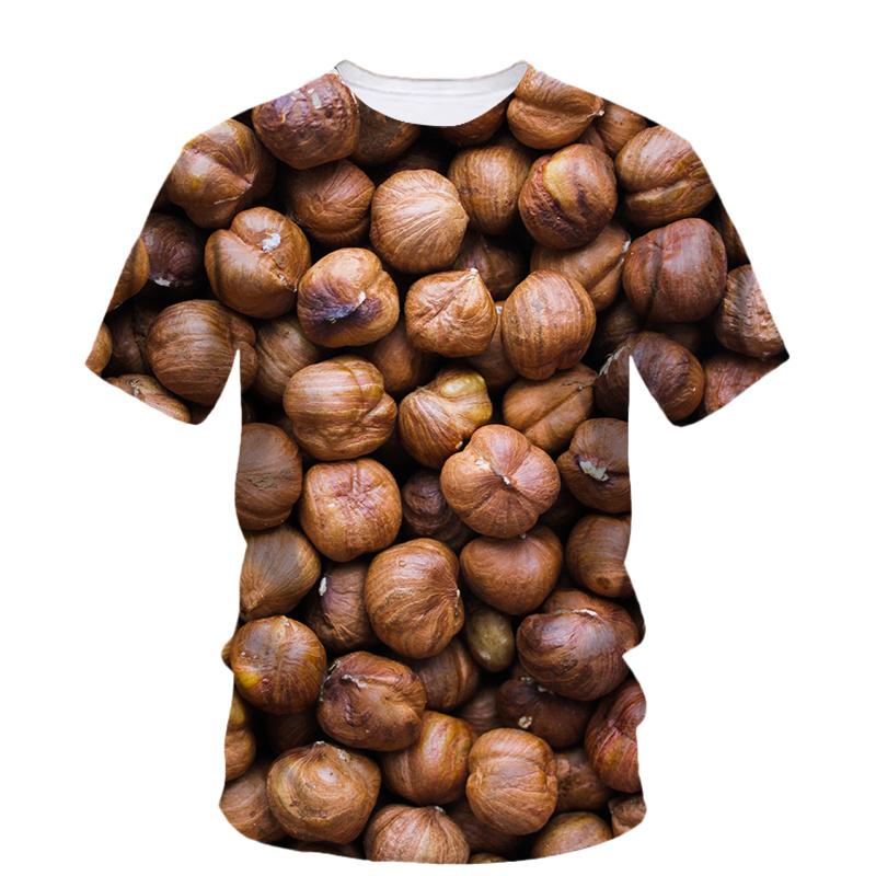 3d Printed Nuts Walnuts T Shirt For Men Summer Personality Food Dried Fruit Pattern