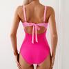 Women Color Block One Piece Swimsuit Quick Dry Slimming Tummy Coverage Bathing Suit