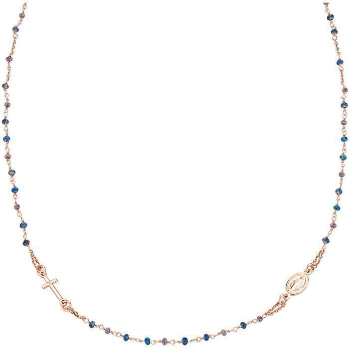 Collier - AMEN - CRO10RBLTO3 - Argent 925 - Cristaux Bleus - Longueur 44 cm + 4 cm d'extension