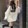 Retro Oversized Sweatshirt Women Letter Print Casual Loose Pullover Top