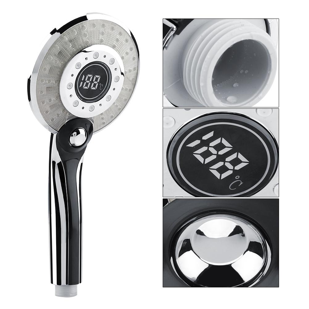 3 Spraying Mode Digital Display Handheld Shower Head with 3 Color Temperature Control LED Light