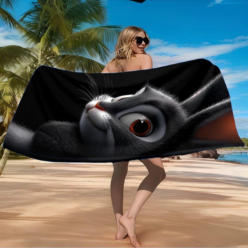 Elegant Bunny Portrait Beach Towel Microfiber Beach Towel, Lightweight and Quick-Dry, for Summer Travel, Swimming Pool Fan Birthday Gift