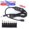 Type C To DC PD Adapter Cable with Adapter Adjustable 5V/9V/12V/15V/20V Boost Line Type-C to DC Cables for Wifi Router Laptops