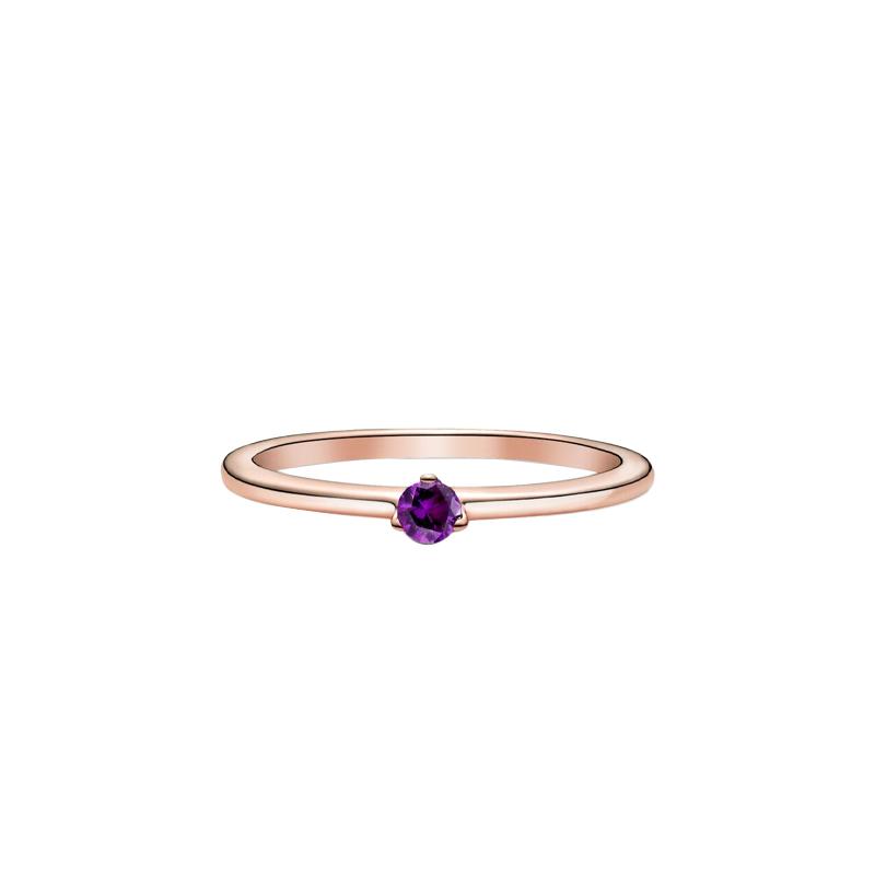 Pandora Purple Solitaire Alloy Copper Crystal Ring Women s 50