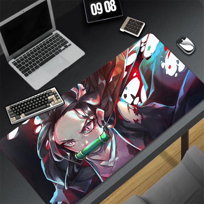 Laptop Anime Girl Keyboard Rug Demon Slayer Kamado Nezuko Mouse Pad Pc Kawaii Flam Gamer Cabinet Mousepad Cute Extended Desk Mat