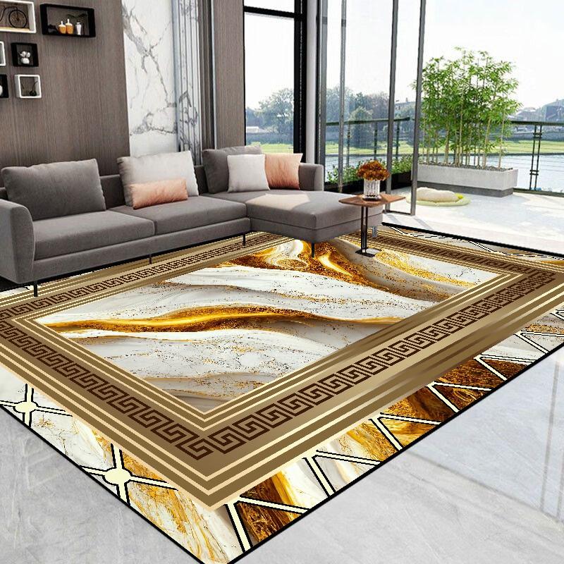 Golden Abstract Marble Stripes Carpets for Living Room Luxury Bedroom Decoration Large Area Rugs Sofa Side Soft Lounge Floor Mat