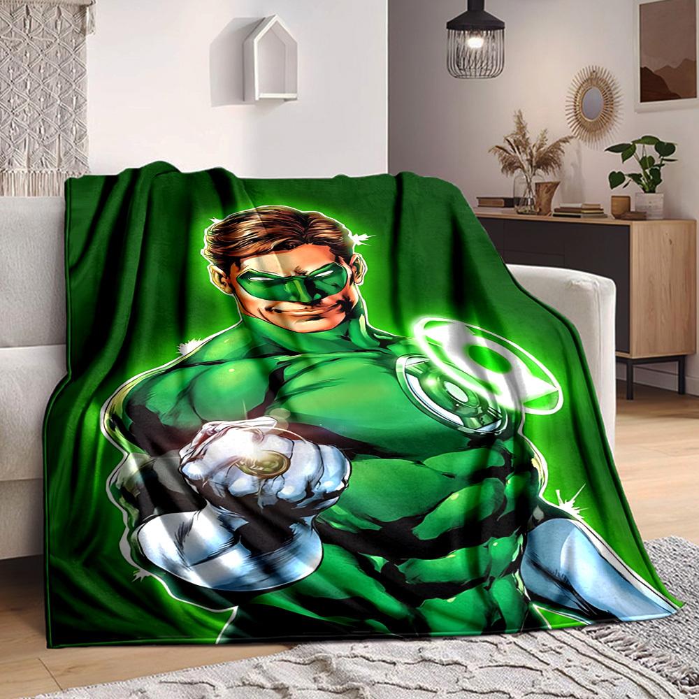 1pc Green Lantern Ring Flannel Throw Blanket Soft, Warm & Cozy for Couch, Bed, Office, and Travel Versatile All Season Gift, Christmas present
