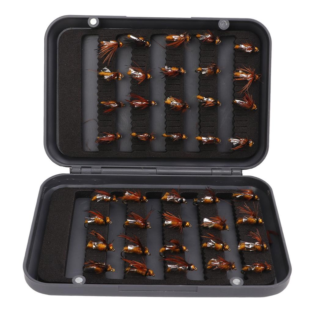 40pcs Fly Fishing Flies Kit with Waterproof Box Conspicuous Colours Hand Knitting Stainless Steel Fly Fishing Lure for