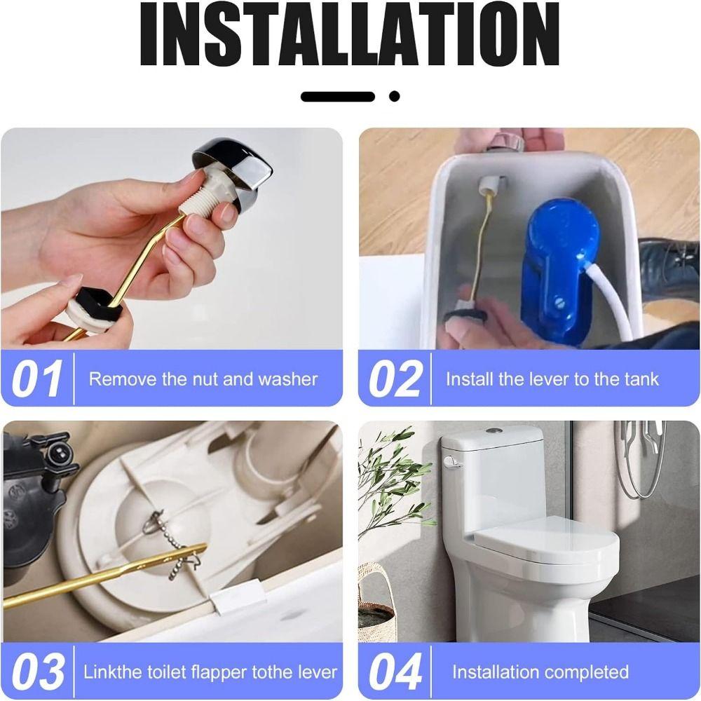 Chrome Finish Toilet Handle Replacement Parts Toilet Repair Handle with Nut  Bathroom Accessories