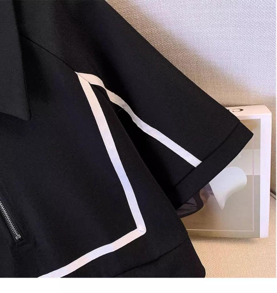 Plus Size Stylish Two-Piece Look Polo Dress - Summer Casual Short Sleeve Slimming Skirt