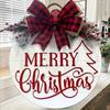 Christmas Tree Red & White Plaid Bow Welcome Sign - Round Holiday Wall Decoration