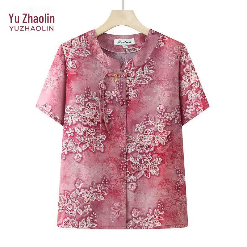 Yuzhaolin Elderly Women s Loose Short Sleeve Blouse 5XL