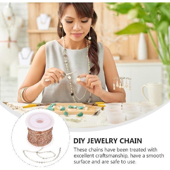 TEHAUX 1 Roll DIY Copper Chain Chains for Jewelry Making Earrings Anklets Connector Extender Copper Necklace Charm Holder for Necklace Jewelry