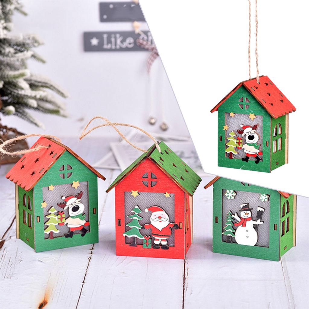 

Wooden House Multicolor Christmas Tree Hanging Ornaments for Festival Indoor