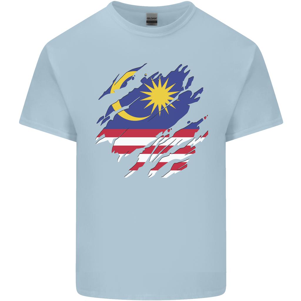 Bandiera della Malesia Strappata Giorno della Malesia Calcio Unisex T-shirt Leggera in Cotone