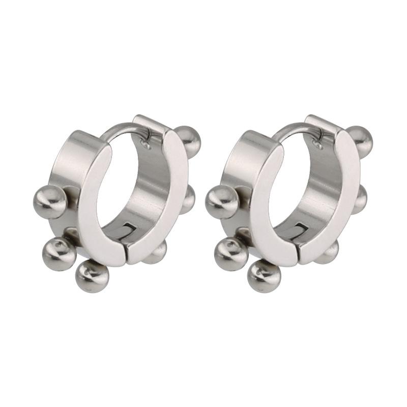 1 Pair Punk Titanium Steel Ear Clip/Ear Stud Earrings For Men Women Black Pierced/No Pierced Fake Ear Circle Pop Jewelry