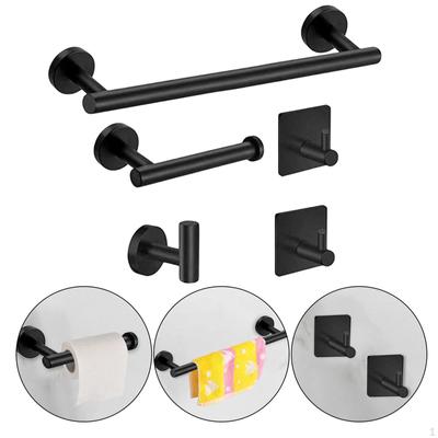 Brushed Bathroom Accessories Kit Towel Rack Hooks Holder Heavy Duty -Piece Modern Style for