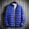 Men Cotton Coat Stand Collar Long Sleeve Zipper Closure Lightweight Jacket