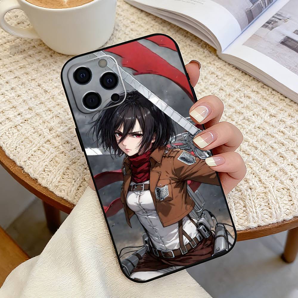 Hot Anime A-Attack On-n Titan Mikasa Phone Case For iPhone 17, 16,15,14,13,12,11 Plus,Pro Max, Others Soft Black Cover