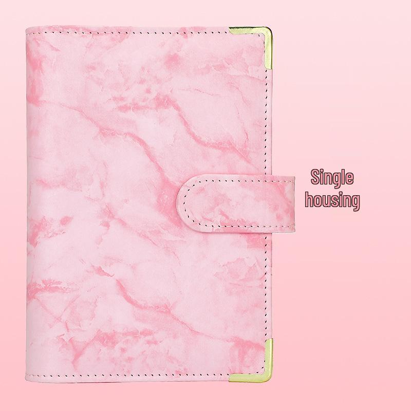 6-Hole A6 PU Leather Marble Diary & Finance Binder Book