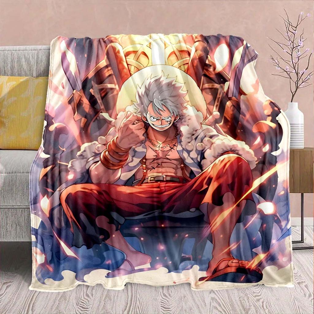One Piece Anime Flannel Blanket - Soft Warm Perfect for Sofa, Bedding Camping Travel Office Home Decor -QJY