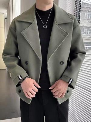 Men's Double-Sided Woolen Trench Coat: Casual Short Jacket for Autumn and Winter