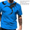 Men T-shirt O Neck Breathable Easy to Match Mighty 3D Print Short Sleeves Pullover Scorpion Print Contrast Color Summer Tops Daily Clothes