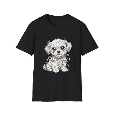 Dog Hearts Cute Kawaii Illustrated Black Tee Adorable Graphic T-Shirt