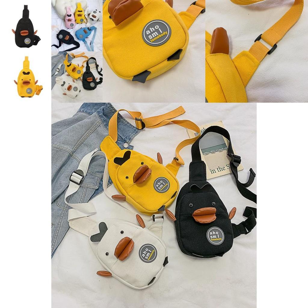Canvas Childrens Bag With Cartoon Duck Design And Crossbody Strap For Kindergarten Kids