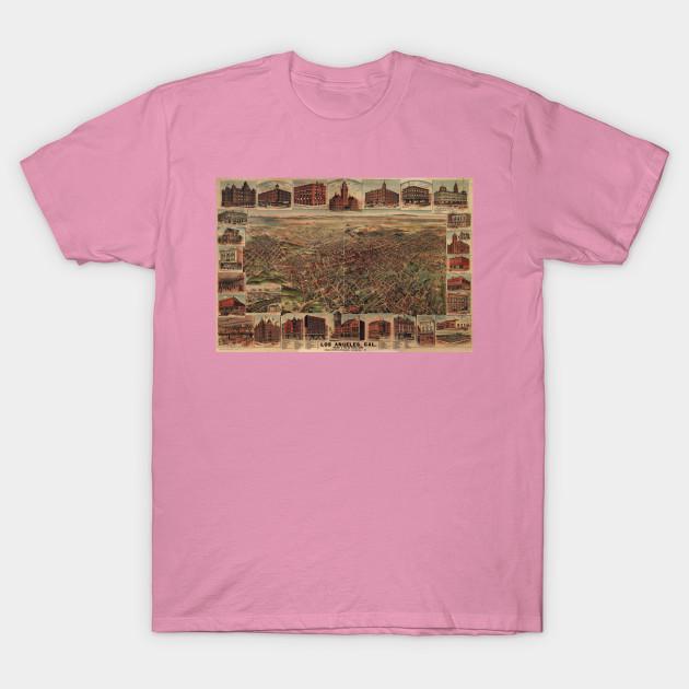 T Shirt Women Vintage Pictorial Map Of Los Angeles 1891 Harajuku Print Kawaii Tshirt Summer Short Sleeve Female T-Shirt Top Tee