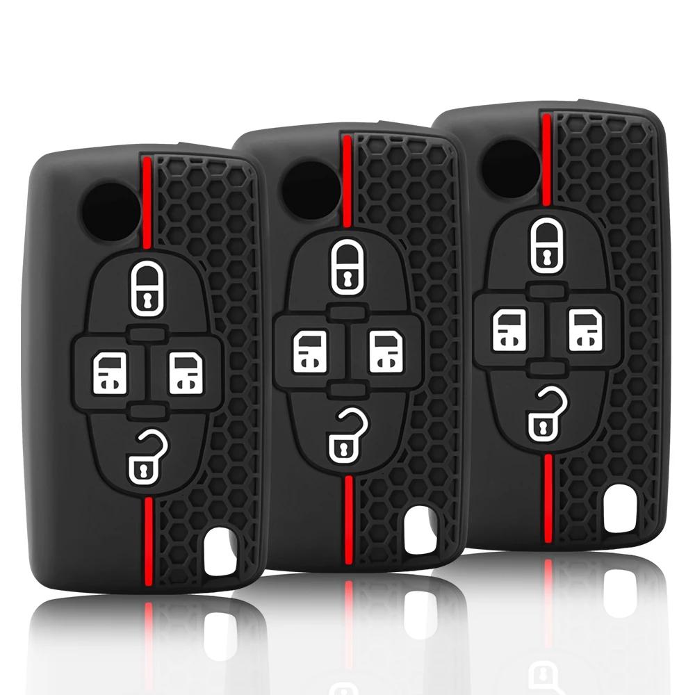 Silicone Remote Key Cover Case Car Key For Peugeot 1007 807 For Citroen C8 4 Buttons Folding Flid