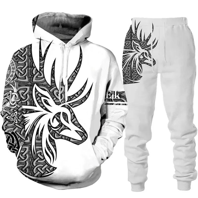 Man Woman Casual Hoodie+pants 2PCS Country Girl Deer Hunting 3D Print Tracksuit Set Set Fashion Camo Streetwear Pullover Clothes