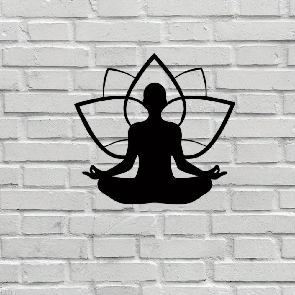 1 шт. Железный Арт-Цветок Лотоса Сидящий Человек Настенный Декор - Изысканная — фото 6