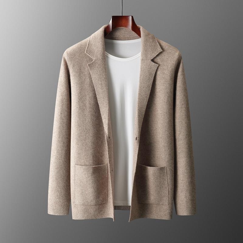 Cardigan Men's Spring And Autumn High-End Outerwear Sweater Casual Small Suit Jacket Olive Collar Sweater