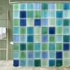 Geometric Square Mosaic Pattern Shower Curtain, Bathroom Decorative Shower Curtain, Waterproof Shower Curtain With Hooks
