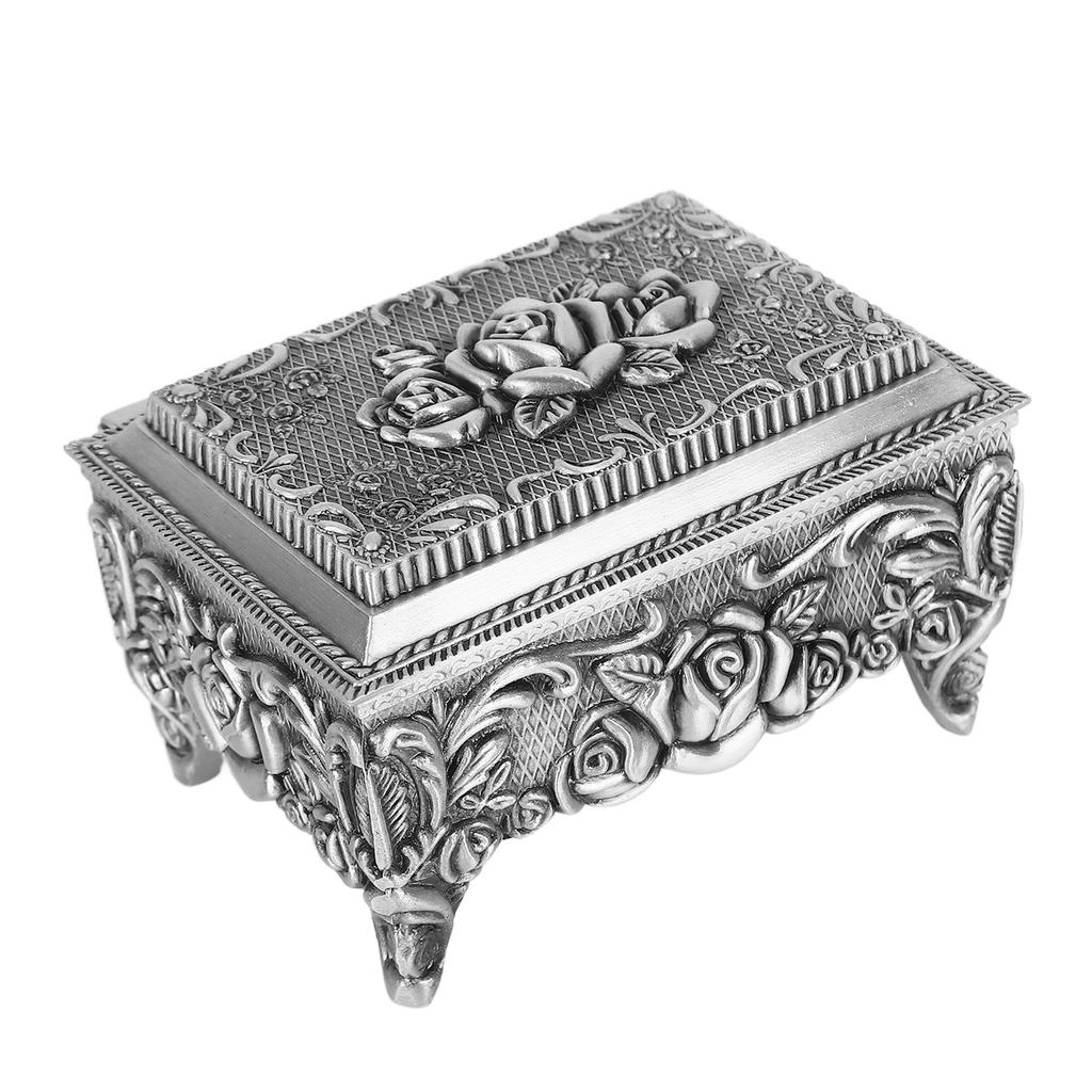 Vintage Jewelry Storage Box 9.2x7x5.8cm Alloy Decorative Large Capacity Versatile Sotrage Case for Earrings Rings
