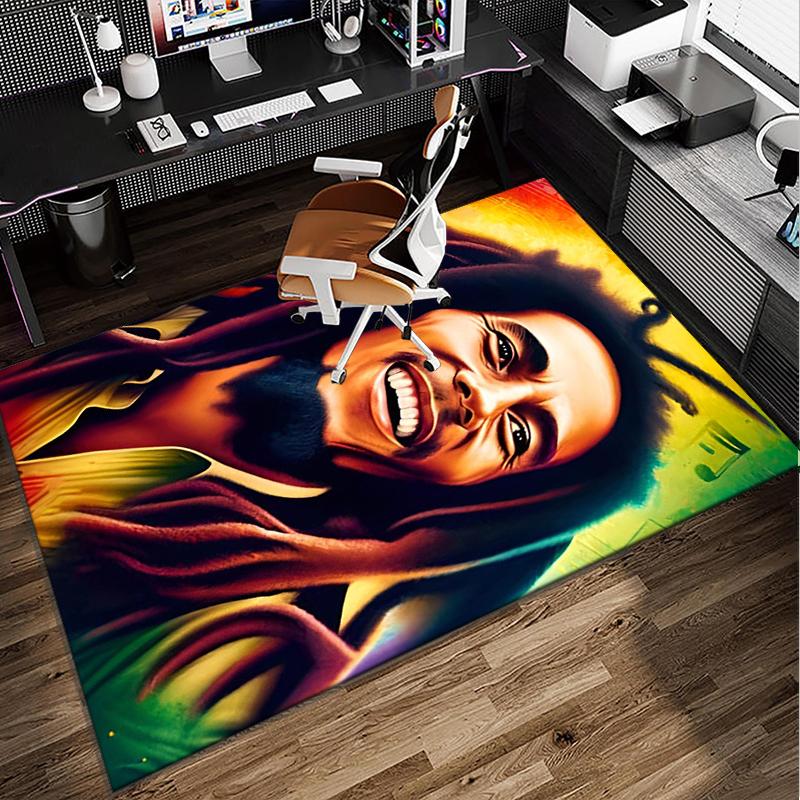 Bob music Vibrant Art Office Rug Chair Mat, Game Carpet, Suitable for Front Door, Bedroom, Living Room, Desk, Holiday Gift