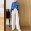 Thickened Pit Strip Pink Wide-leg Pants for Women in Autumn and Winter Elastic Loose Slim Casual Pants