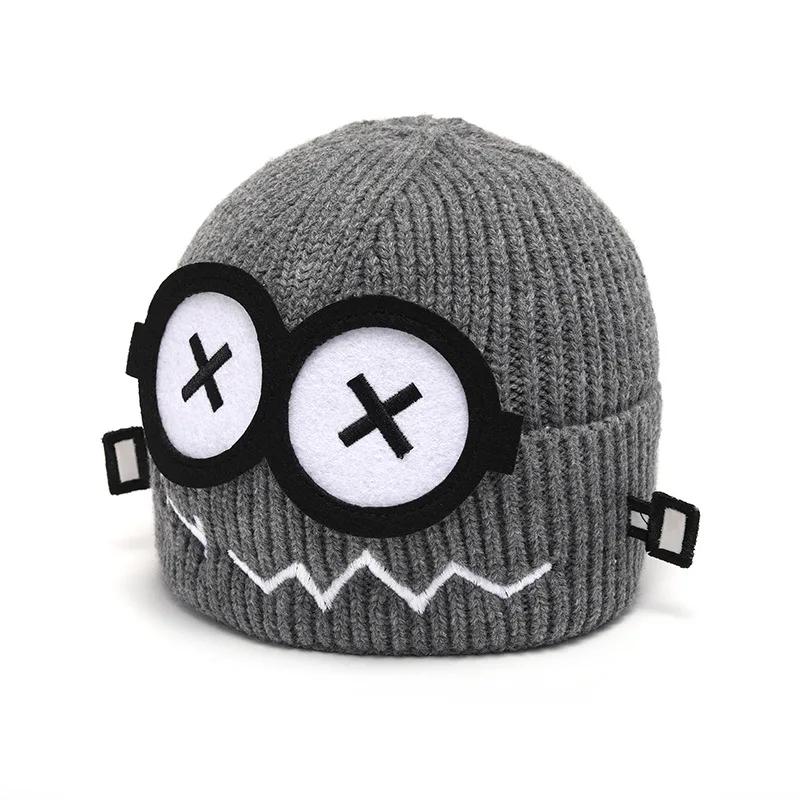 Korean  Funny Robot Wool Hat Women's Autumn and Winter Warm Cartoon Big Eyes Knitted Hat Men's Versatile Cold Hat
