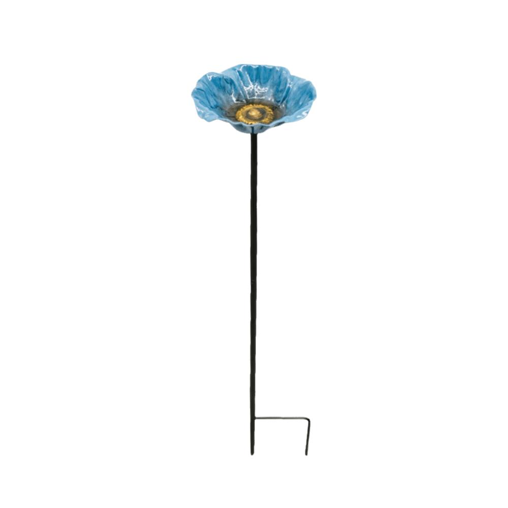 Flower Shaped Bird Bath Stand Metal Bird Water Dispenser Bird Bath Bowls Flower Garden Stake Patio синий